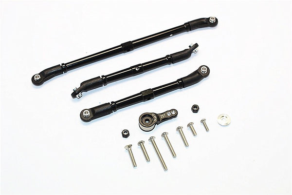 Axial SCX10 II (AX90046, AX90047) Aluminum Adjustable Steering Links With Hi-Torque Servo Saver 25T - 4Pcs Set Black
