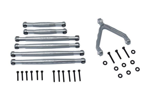 Axial 1:24 SCX24 Deadbolt AXI90081 Aluminium Suspension Links + Front Upper Link Mount - 30Pc Set Gray Silver