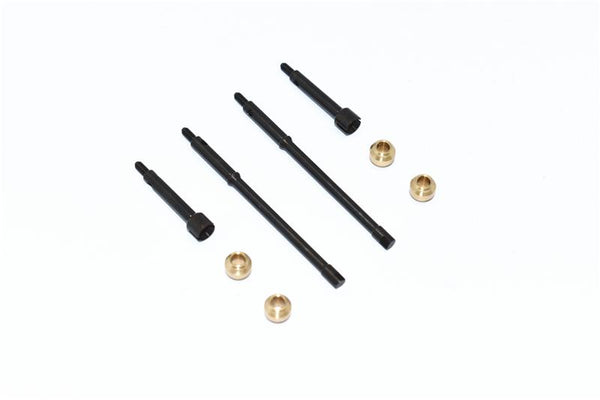 Harden Steel #45 Front CVD Joint + Rear Drive Shaft + Copper Collar For Axial 1:24 Deadbolt & Jeep Wrangler (SCX24) - 8Pc Set Black