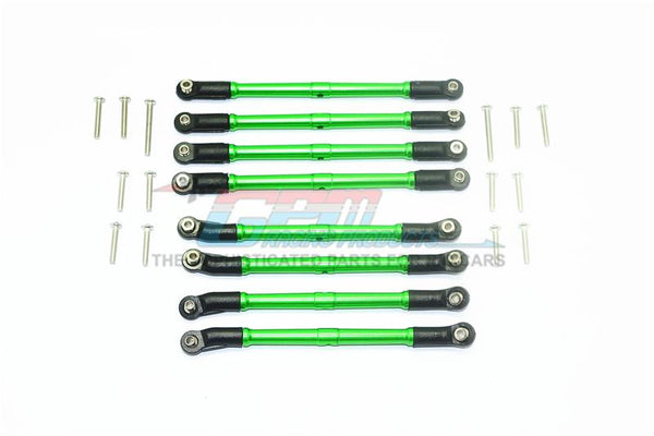 Axial SCX10 II UMG10 (AXI90075) Aluminum Adjustable Upper & Lower Suspension Links - 8Pc Set Green