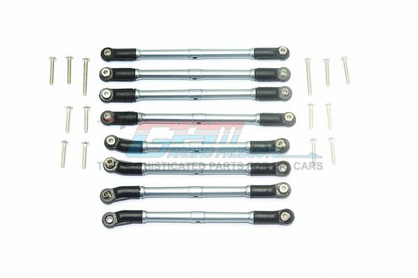 Axial SCX10 II UMG10 (AXI90075) Aluminum Adjustable Upper & Lower Suspension Links - 8Pc Set Gray Silver