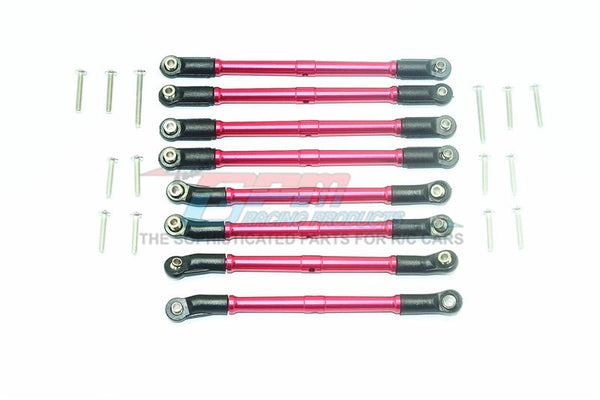 Axial SCX10 II UMG10 (AXI90075) Aluminum Adjustable Upper & Lower Suspension Links - 8Pc Set Red