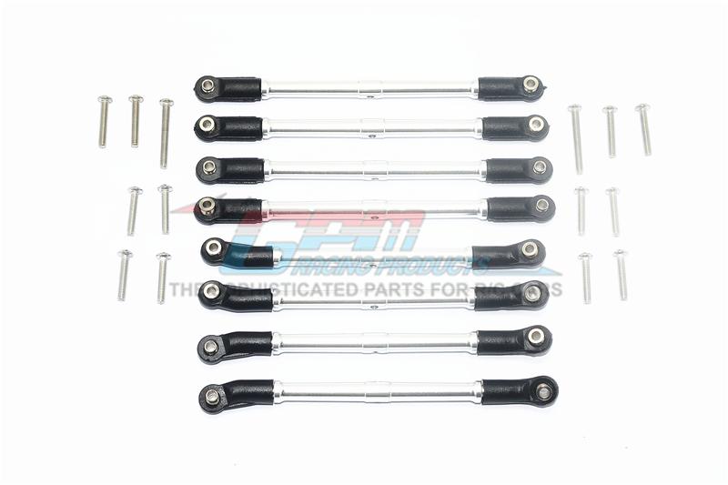 Axial SCX10 II UMG10 (AXI90075) Aluminum Adjustable Upper & Lower Suspension Links - 8Pc Set Silver