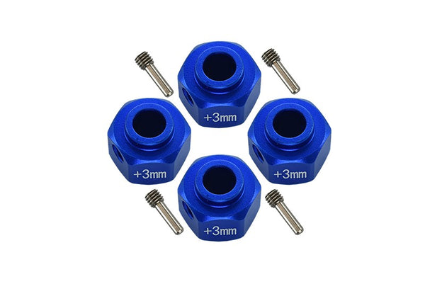 Axial SCX10 III Jeep Wrangler / Capra 1.9 UTB Aluminum Wheel Hex Adapters +3mm - 4Pc Set Blue