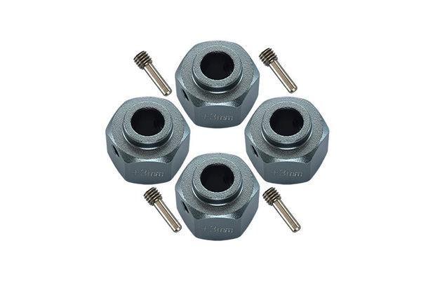 Axial SCX10 III Jeep Wrangler / Capra 1.9 UTB Aluminum Wheel Hex Adapters +3mm - 4Pc Set Gray Silver