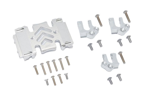 Axial 1:10 SCX10 III Wrangler AXI03007 / Gladiator AXI03006 Aluminum Center Gear Box Case And Mount - 23Pc Set Silver