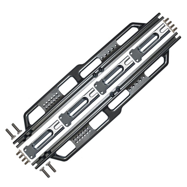 Aluminum Side Steps (Silver Inlay Version) For Axial 1/6 SCX6 Jeep JLU Wrangler AXI05000 - 18Pc Set Gray Silver