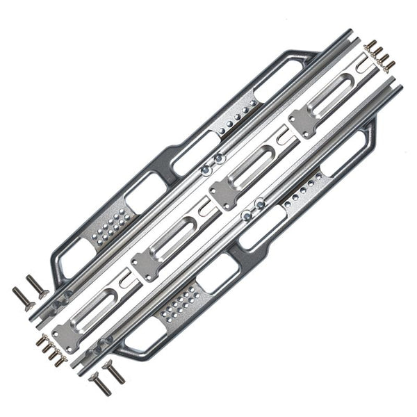 Aluminum Side Steps (Silver Inlay Version) For Axial 1/6 SCX6 Jeep JLU Wrangler AXI05000 - 18Pc Set Silver