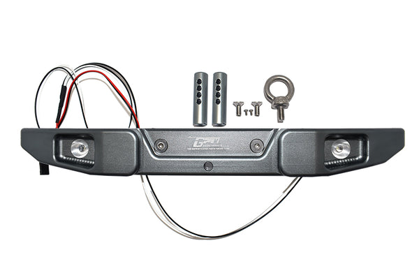 Aluminum Rear Bumper with Hook & 5mm LED Light for Axial 1/6 SCX6 Jeep JLU Wrangler AXI05000-9Pc Set Gray Silver