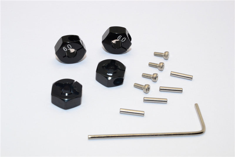 Traxxas Slash 4X4 / Craniac / Deegan 38 Fiesta Aluminum Hex Adaptor (6mm Thick) - 4 Pcs Black