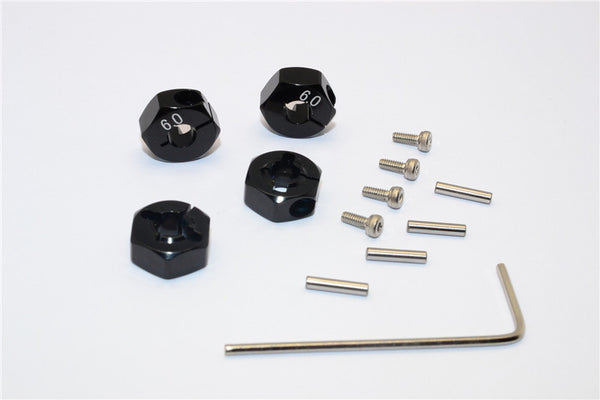 Traxxas Slash 4X4 / Craniac / Deegan 38 Fiesta Aluminum Hex Adaptor (6mm Thick) - 4 Pcs Black