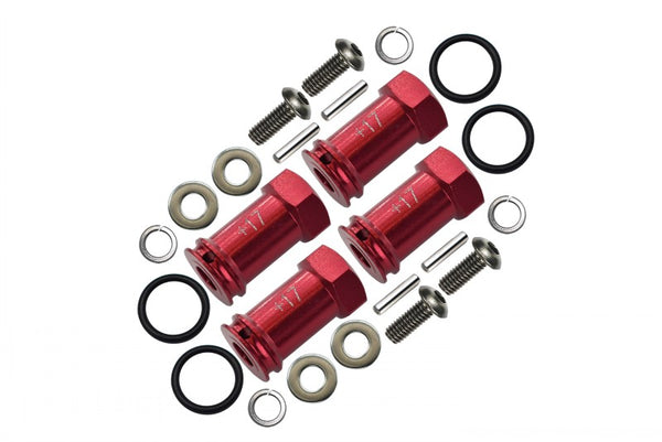 Traxxas Slash 4X4 Aluminum Hex Adaptor (+17mm) - 4 Pcs Set Red - JTeamhobbies