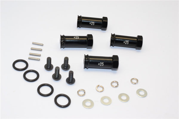 Traxxas Slash 4X4 Aluminum Hex Adaptor (+25mm) - 4 Pcs Set Black