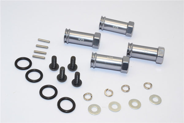 Traxxas Slash 4X4 Aluminum Hex Adaptor (+25mm) - 4 Pcs Set Gray Silver