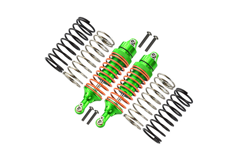 Traxxas Slash 4X4 / Stampede 4X4 VXL / Deegan 38 Fiesta ST Rally Aluminum Front Adjustable Spring Damper With Aluminum Ball Top & Ball Ends (1.3mm, 1.5mm, 1.7mm Coil Spring & 4mm Thick Shaft) - 1Pr Set Green