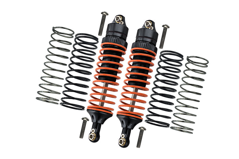 Traxxas Slash 4X4 / Stampede 4X4 / Rustler VXL / Craniac / Deegan 38 Fiesta Aluminum Rear Adjustable Spring Damper With Aluminum Ball Top & Ball Ends - 1Pr Set Black (1.3mm, 1.5mm, 1.7mm Coil Spring & 4mm Thick Shaft)