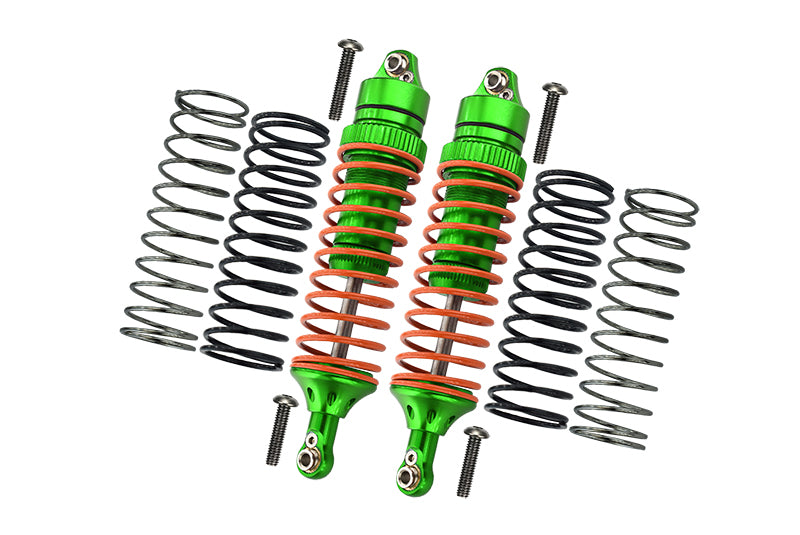Traxxas Slash 4X4 / Stampede 4X4 / Rustler VXL / Craniac / Deegan 38 Fiesta Aluminum Rear Adjustable Spring Damper With Aluminum Ball Top & Ball Ends - 1Pr Set Green (1.3mm, 1.5mm, 1.7mm Coil Spring & 4mm Thick Shaft)