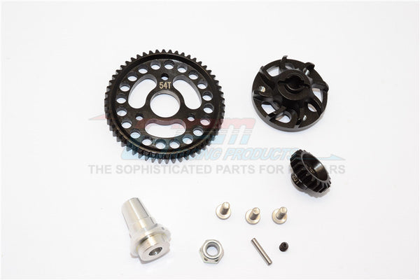 Traxxas Slash 4x4 LCG Aluminum Gear Adapter With Steel 32 Pitch 54T Spur Gear & 20T Motor Gear - 1 Set Black