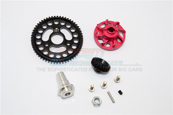 Traxxas Slash 4x4 LCG Aluminum Gear Adapter With Steel 32 Pitch 56T Spur Gear & 20T Motor Gear - 1 Set Red