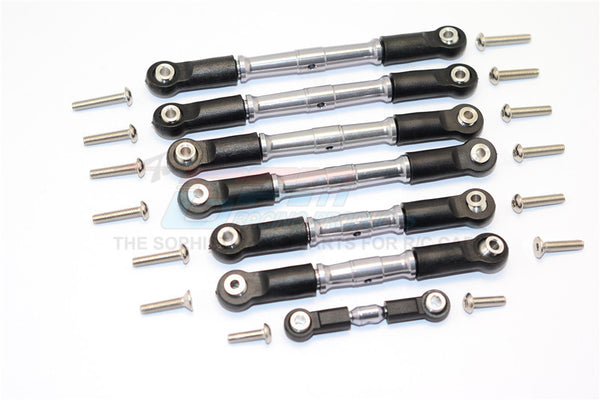 Traxxas Slash 4X4 & Telluride 4X4 Aluminum Completed Turnbuckles With Plastic Ball Ends - 7Pcs Set Gray Silver