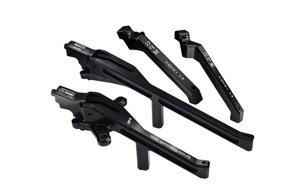 Aluminum Upgrade Combo Set B (Front+Rear Chassis Brace) For Traxxas 1/8 4WD Sledge Monster Truck 95076-4 - Black