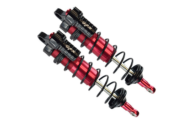 Aluminum Front L-Shape Piggy Back Adjustable Spring Dampers 128mm For Traxxas 1/8 4WD Sledge Monster Truck 95076-4 - 2Pc Set Red