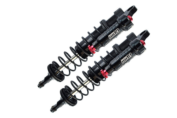 Aluminum 6061-T6 Front L-Shape Emulation Piggy Back (Built-In Piston Spring) Adjustable Spring Dampers 128mm For Traxxas 1/8 4WD Sledge Monster Truck 95076-4 - 2Pc Set Black