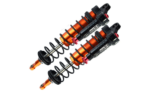 Aluminum 6061-T6 Front L-Shape Emulation Piggy Back (Built-In Piston Spring) Adjustable Spring Dampers 128mm For Traxxas 1/8 4WD Sledge Monster Truck 95076-4 - 2Pc Set Orange