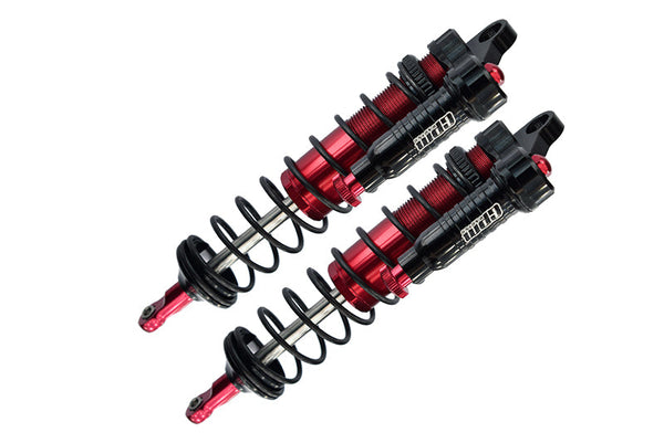 Aluminum 6061-T6 Front L-Shape Emulation Piggy Back (Built-In Piston Spring) Adjustable Spring Dampers 128mm For Traxxas 1/8 4WD Sledge Monster Truck 95076-4 - 2Pc Set Red