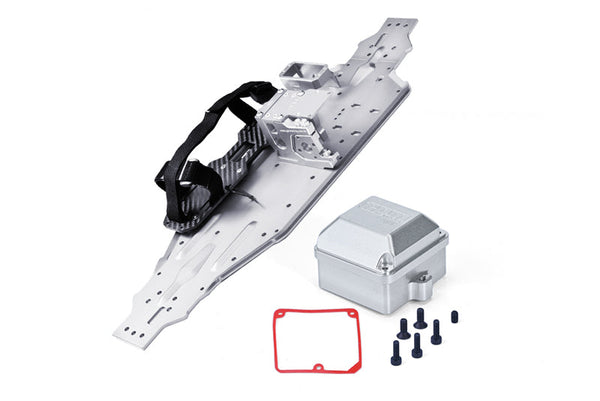Aluminum 7075-T6 Chassis Plate With Battery Compartment + Radio Box + Motor Base + Servo Mount for Traxxas 1/8 4WD Sledge Monster Truck 95076-4 Upgrades - Silver