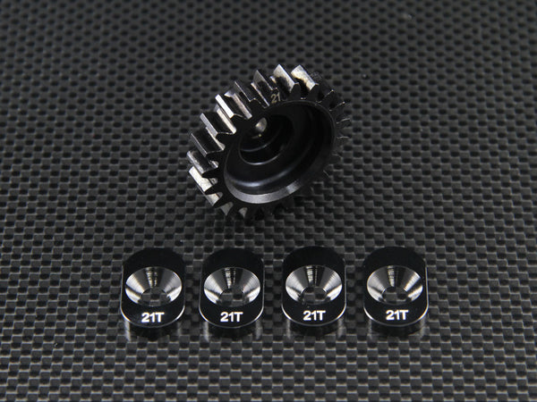 Team Losi 5ive-T Steel Clutch Bell Pinion (21T) With Pads - 5Pcs Set Black