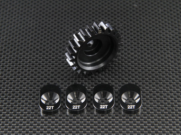Team Losi 5ive-T Steel Clutch Bell Pinion (22T) With Pads - 5Pcs Set Black