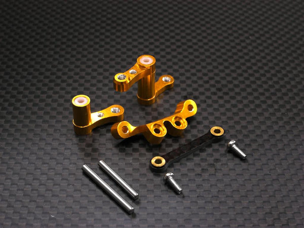 Team Losi Mini-T Aluminum Front Steering Assembly - 3 Pcs With Graphite Steering Plate & Titanium Pins - 1 Set Gold