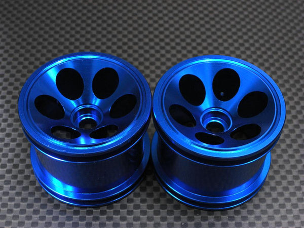 Team Losi Mini-T Aluminum Front 3D Sinkage Oval Pattern Rims (6 Holes) - 1Pr Blue