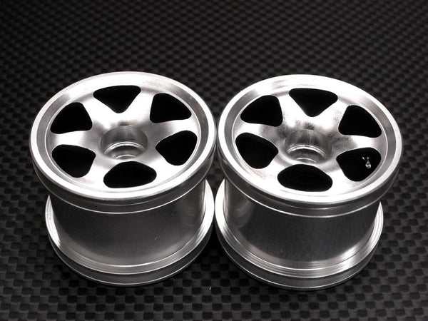 Team Losi Mini-T Aluminum Front 3D Ridge Rims (6 Poles) - 1Pr Silver