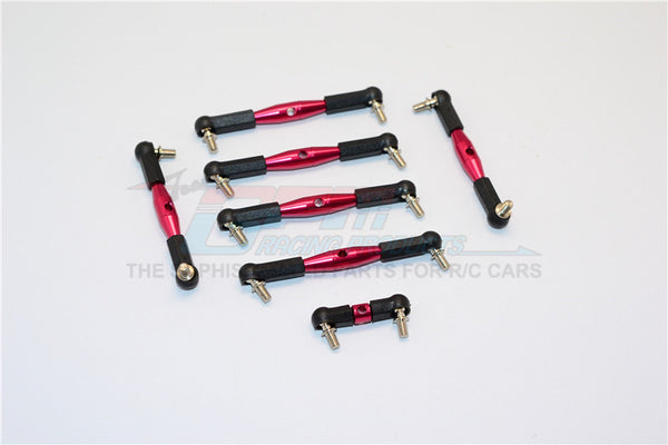 Team Losi Mini-T Aluminum Completed Tie Rod With Black Ball Ends - 7Pcs Set Red