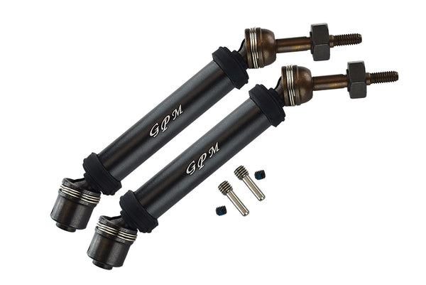 Traxxas Rustler 4X4 VXL (67076-4) / Hoss 4X4 VXL (90076-4) Harden Steel #45 Rear Axle CVD Drive Shaft With Alloy Body - 1 Pair Set Black