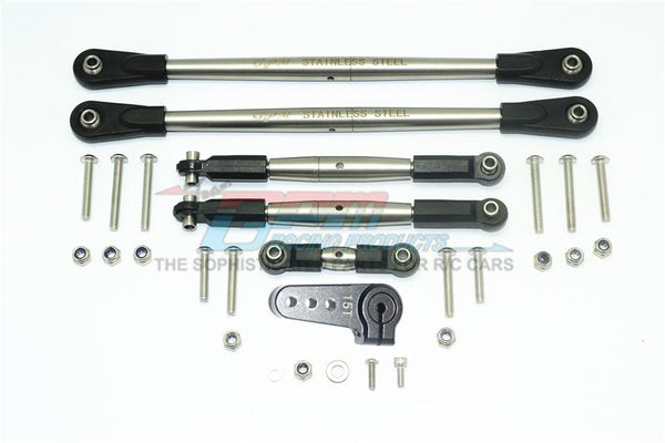 Losi 1/6 Super Baja Rey 4X4 Desert Truck Stainless Steel Adjustable Tie Rods With Aluminum Servo Horn - 29Pc Set Black