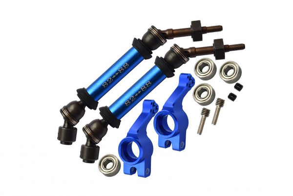 Traxxas Slash 4X4 / Slash 4X4 LCG Steel+Aluminium Widen Rear CVD Drive Shaft With Knuckle Arm - 12Pc Set Blue