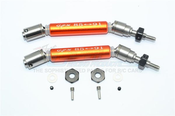 Traxxas Slash 4X4 / Slash 4X4 LCG Stainless Steel 304 + Aluminum Front CVD Drive Shaft With Steel Wheel Hex - 1Pr Set Orange