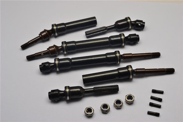 Traxxas Slash 4X4 Steel Front + Rear CVD Universal Swing Shaft With Spring Steel Cup Joint - 2Prs Set Black