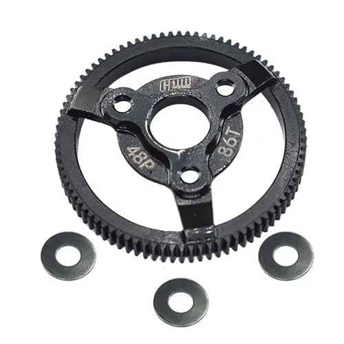 Carbon Steel Spur Gear (86T) For 1:10 Traxxas 2WD F-150 Raptor / Bandit XL-5 Buggy / Bandit VXL Buggy / Slash SCT / Slash VXL SCT - 4Pc Set Black