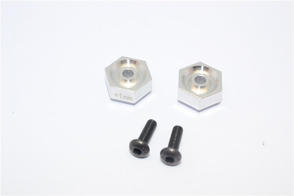 Traxxas LaTrax SST Aluminum Hex Adapter (+1mm) - 2Pcs Set Silver