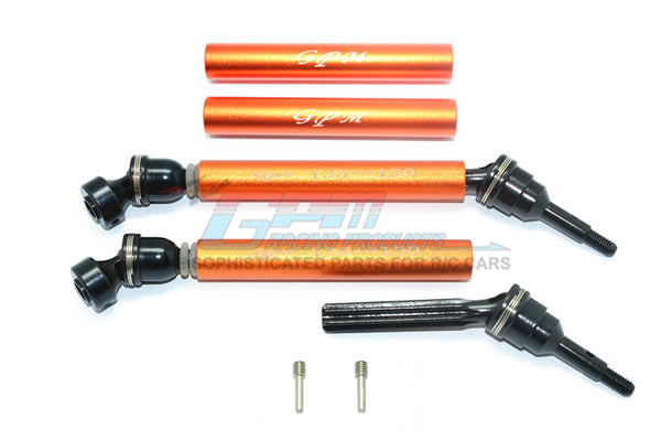 Traxxas Revo Steel+Aluminum Front/Rear Universal Swing Shaft With Washers & Wheel Hubs - 1Pr Set Orange
