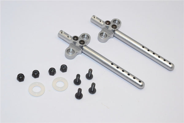 Gmade Sawback Aluminum Front/Rear Body Post With Mount - 2Pcs Set Gray Silver