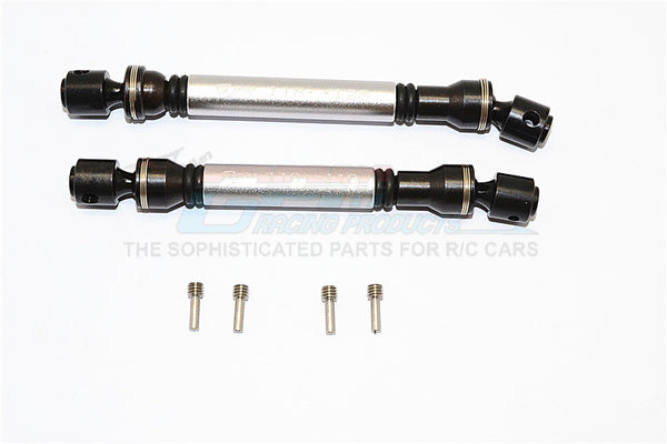 Gmade Sawback Steel+Aluminum Front & Rear Main Drive Shaft (F:118mm-128mm, R:110mm-118mm) - 2Pcs Set Gray Silver