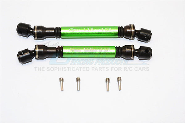 Gmade Sawback Steel+Aluminum Front & Rear Main Drive Shaft (F:118mm-128mm, R:110mm-118mm) - 2Pcs Set Green