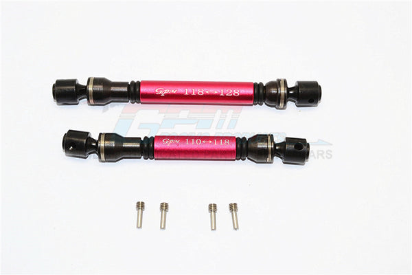 Gmade Sawback Steel+Aluminum Front & Rear Main Drive Shaft (F:118mm-128mm, R:110mm-118mm) - 2Pcs Set Red