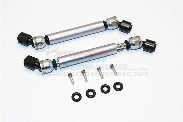 Gmade Sawback GS01 & Sawback 4LS Steel+Aluminum Front & Rear Main Drive Shaft (114mm-124mm) - 1Pr Set Gray Silver