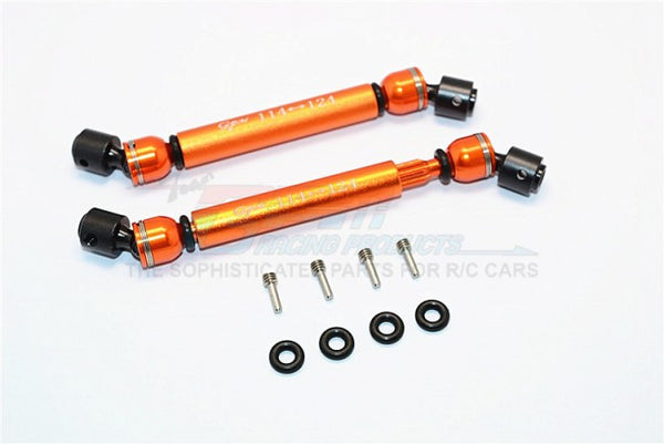 Gmade Sawback GS01 & Sawback 4LS Steel+Aluminum Front & Rear Main Drive Shaft (114mm-124mm) - 1Pr Set Orange